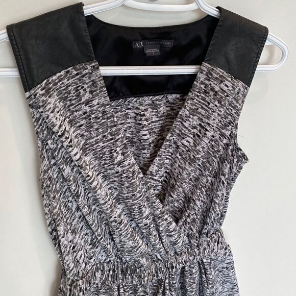 Armani Exchange Wrap Mini Dress With Leather Shoulders - Picture 2 of 8